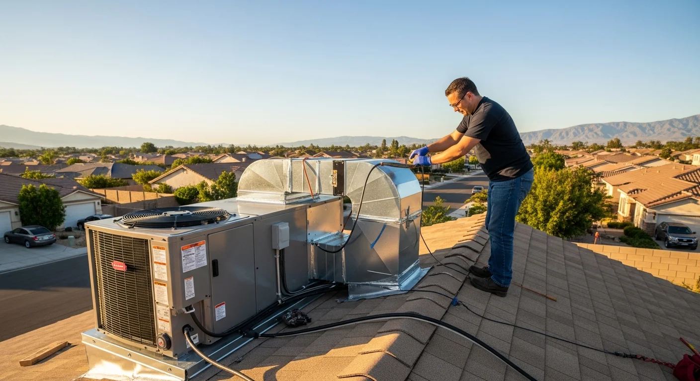 HVAC technician servicing an air conditioning unit